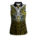 Custom North Queensland Cowboys Women Sleeveless Polo Shirt Bull Warrior Polynesia Islander Rugby Mascot