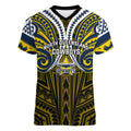 Custom North Queensland Cowboys Women V-Neck T-Shirt Bull Warrior Polynesia Islander Rugby Mascot