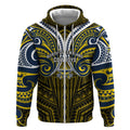 Custom North Queensland Cowboys Zip Hoodie Bull Warrior Polynesia Islander Rugby Mascot