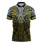 Custom North Queensland Cowboys Zipper Polo Shirt Bull Warrior Polynesia Islander Rugby Mascot