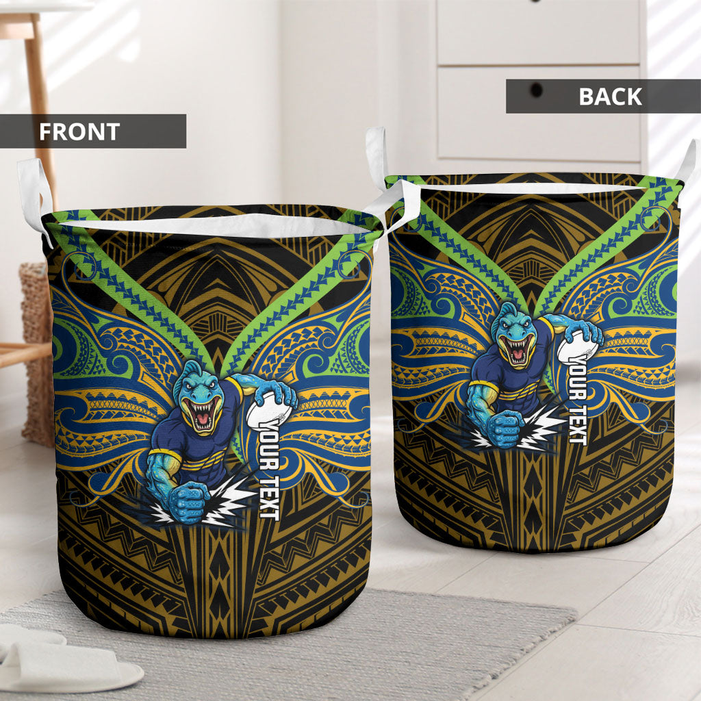 Custom Parramatta Eels Laundry Basket Eel Warrior Polynesia Islander Rugby Mascot
