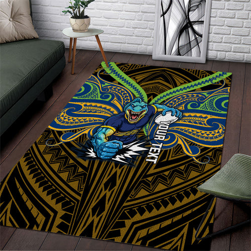 Custom Parramatta Eels Area Rug Eel Warrior Polynesia Islander Rugby Mascot