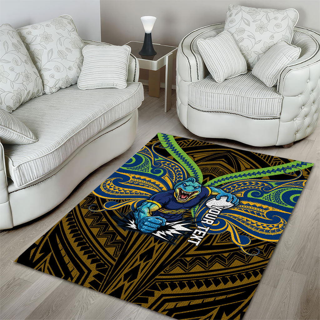 Custom Parramatta Eels Area Rug Eel Warrior Polynesia Islander Rugby Mascot