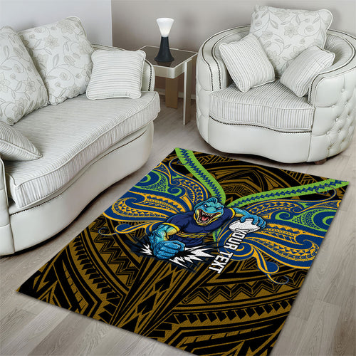 Custom Parramatta Eels Area Rug Eel Warrior Polynesia Islander Rugby Mascot