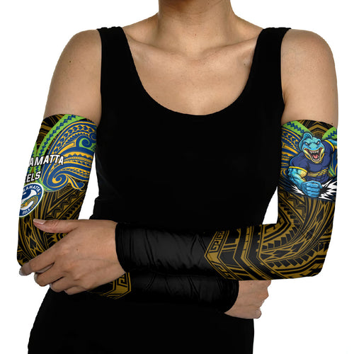 Custom Parramatta Eels Arm Sleeves Eel Warrior Polynesia Islander Rugby Mascot