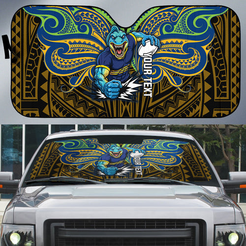 Custom Parramatta Eels Auto Sun Shade Eel Warrior Polynesia Islander Rugby Mascot