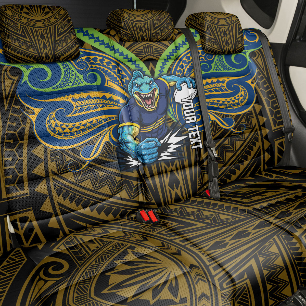 Custom Parramatta Eels Back Car Seat Cover Eel Warrior Polynesia Islander Rugby Mascot