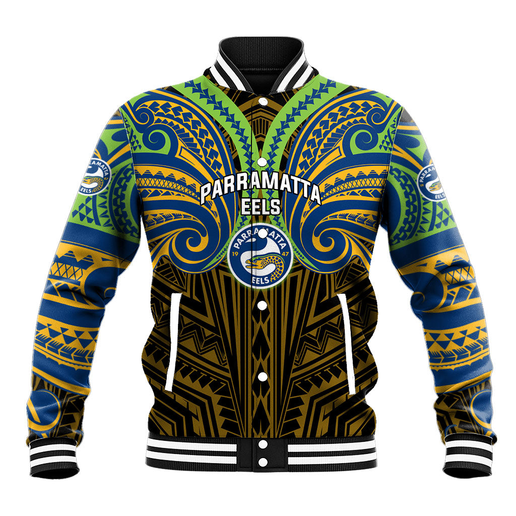 Custom Parramatta Eels Baseball Jacket Eel Warrior Polynesia Islander Rugby Mascot