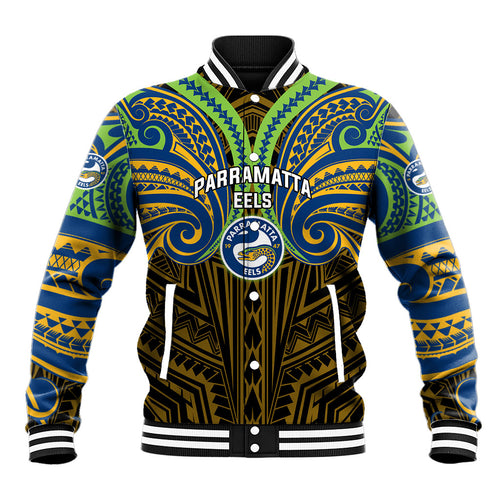 Custom Parramatta Eels Baseball Jacket Eel Warrior Polynesia Islander Rugby Mascot