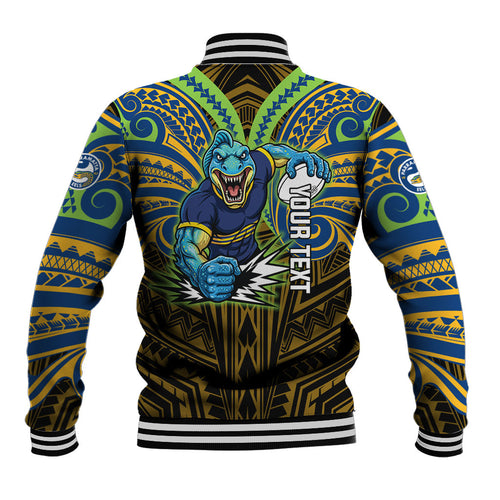 Custom Parramatta Eels Baseball Jacket Eel Warrior Polynesia Islander Rugby Mascot