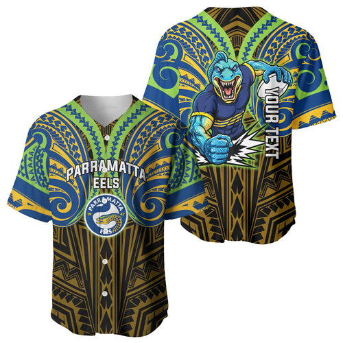 Custom Parramatta Eels Baseball Jersey Eel Warrior Polynesia Islander Rugby Mascot