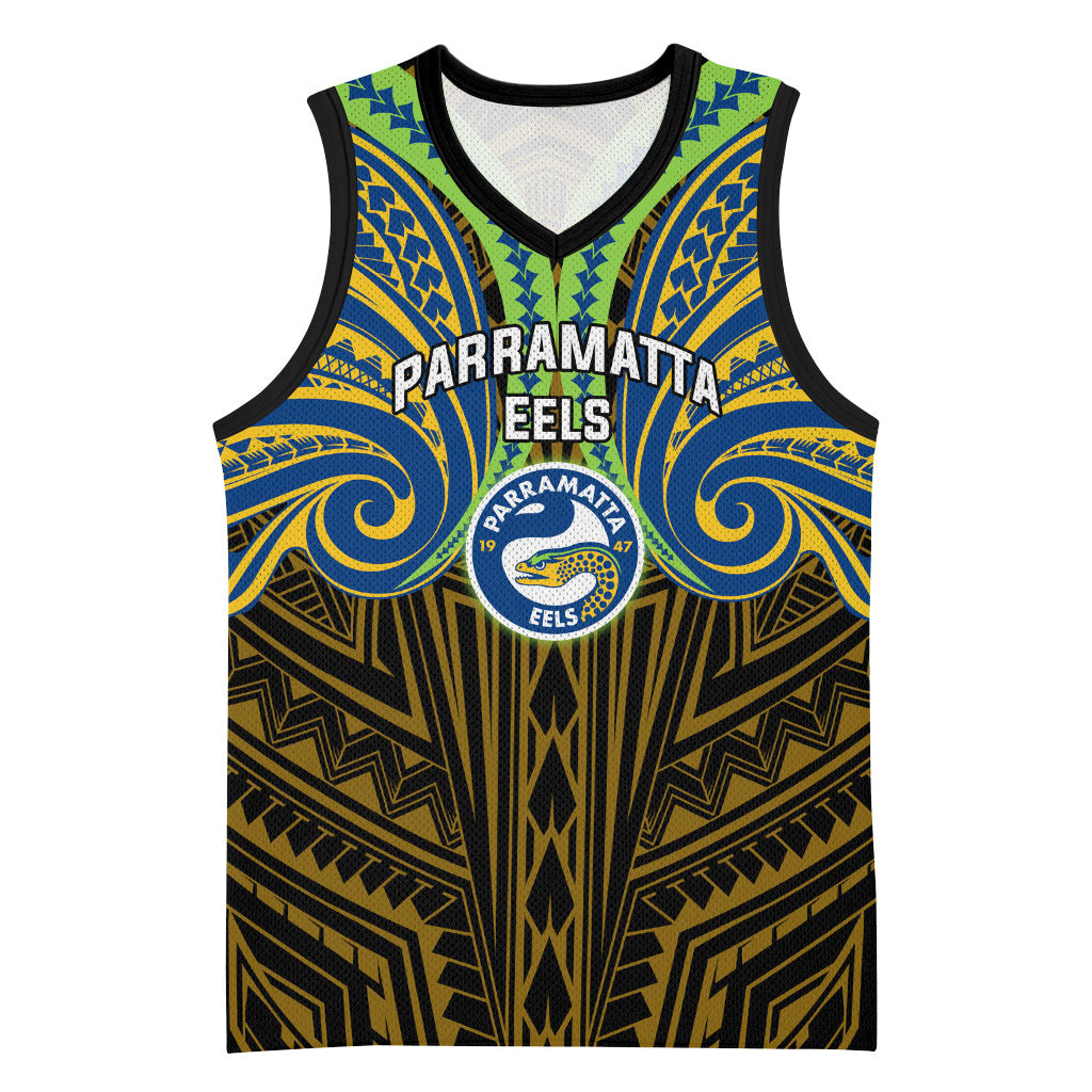 Custom Parramatta Eels Basketball Jersey Eel Warrior Polynesia Islander Rugby Mascot