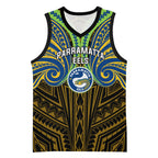 Custom Parramatta Eels Basketball Jersey Eel Warrior Polynesia Islander Rugby Mascot