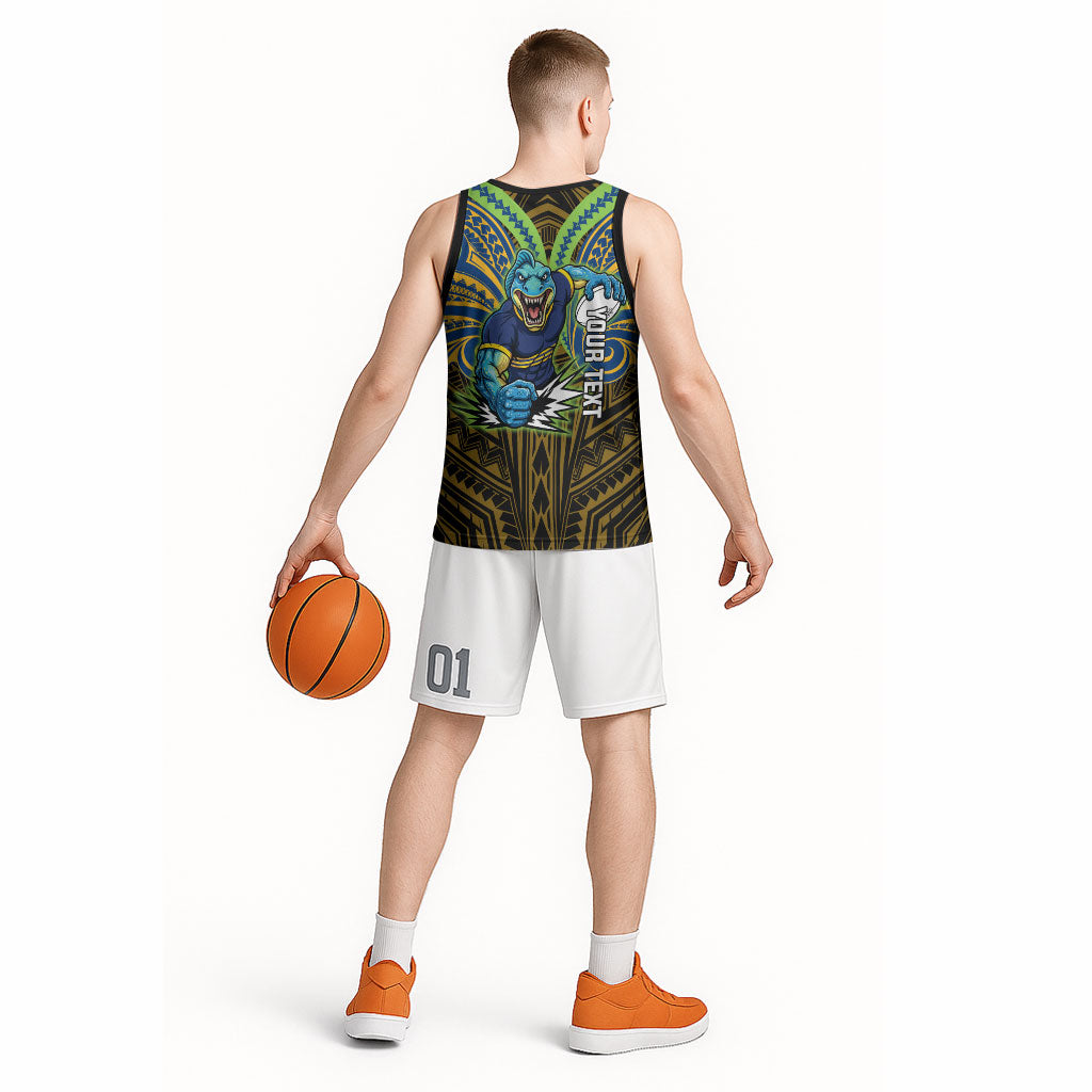Custom Parramatta Eels Basketball Jersey Eel Warrior Polynesia Islander Rugby Mascot