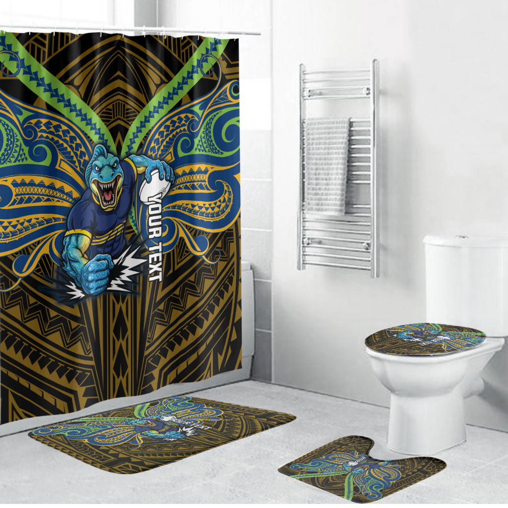 Custom Parramatta Eels Bathroom Set Eel Warrior Polynesia Islander Rugby Mascot