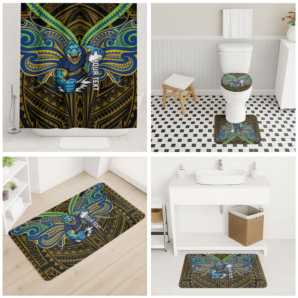 Custom Parramatta Eels Bathroom Set Eel Warrior Polynesia Islander Rugby Mascot
