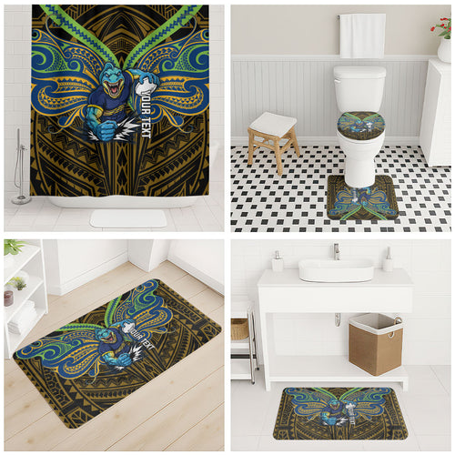Custom Parramatta Eels Bathroom Set Eel Warrior Polynesia Islander Rugby Mascot