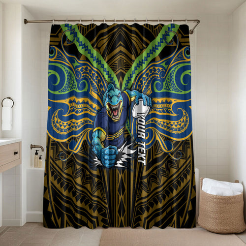 Custom Parramatta Eels Bathroom Set Eel Warrior Polynesia Islander Rugby Mascot