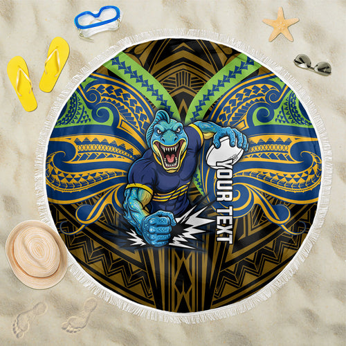 Custom Parramatta Eels Beach Blanket Eel Warrior Polynesia Islander Rugby Mascot