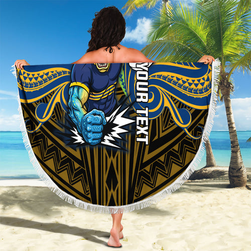 Custom Parramatta Eels Beach Blanket Eel Warrior Polynesia Islander Rugby Mascot