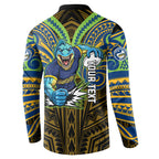 Custom Parramatta Eels Button Sweatshirt Eel Warrior Polynesia Islander Rugby Mascot
