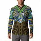 Custom Parramatta Eels Button Sweatshirt Eel Warrior Polynesia Islander Rugby Mascot