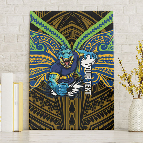 Custom Parramatta Eels Canvas Wall Art Eel Warrior Polynesia Islander Rugby Mascot