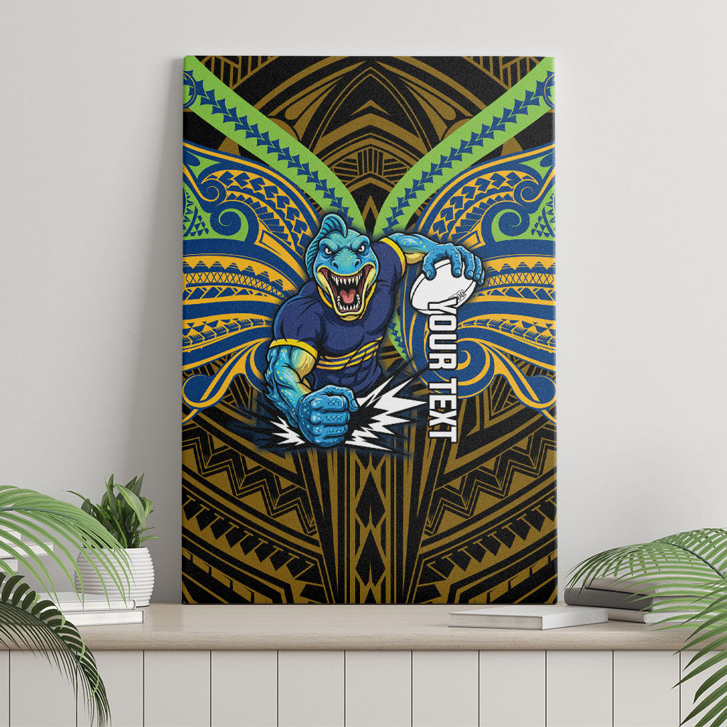 Custom Parramatta Eels Canvas Wall Art Eel Warrior Polynesia Islander Rugby Mascot