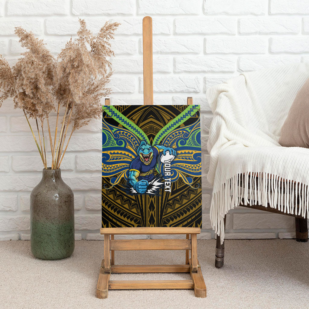 Custom Parramatta Eels Canvas Wall Art Eel Warrior Polynesia Islander Rugby Mascot