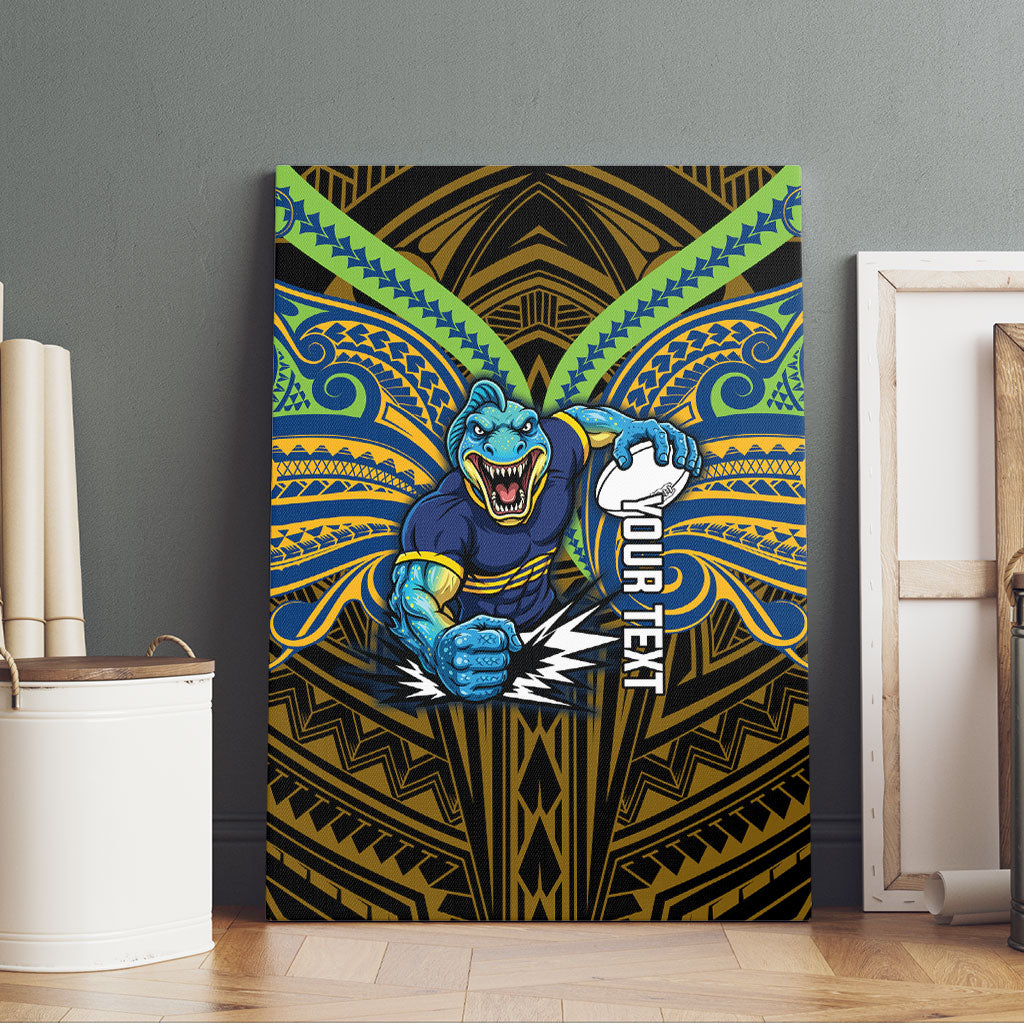 Custom Parramatta Eels Canvas Wall Art Eel Warrior Polynesia Islander Rugby Mascot