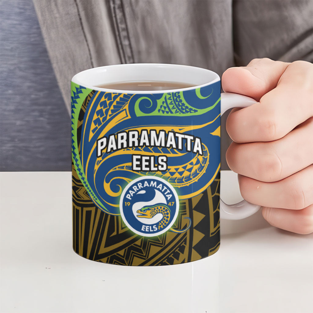 Custom Parramatta Eels Ceramic Mug Eel Warrior Polynesia Islander Rugby Mascot