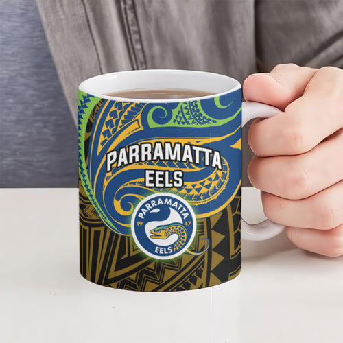 Custom Parramatta Eels Ceramic Mug Eel Warrior Polynesia Islander Rugby Mascot