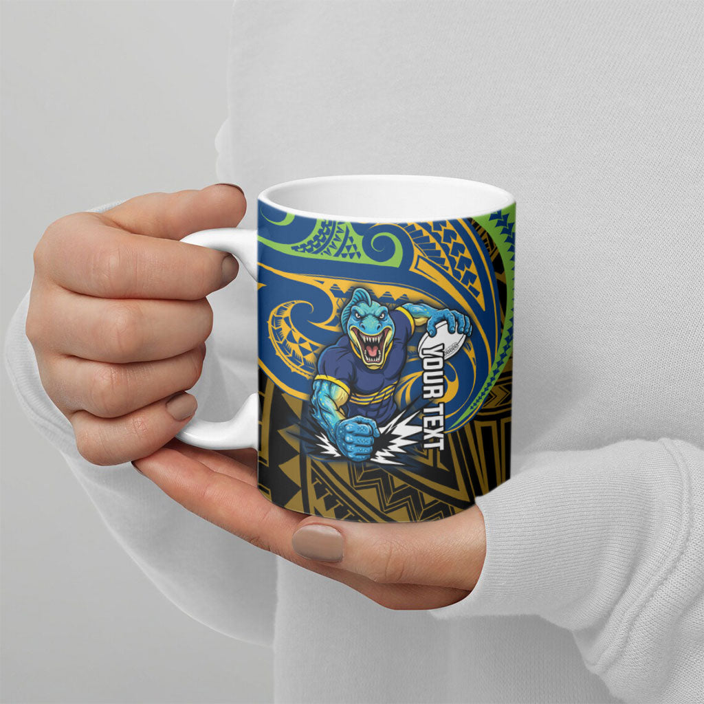 Custom Parramatta Eels Ceramic Mug Eel Warrior Polynesia Islander Rugby Mascot