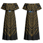 Custom Parramatta Eels Couples Matching Off Shoulder Maxi Dress and Hawaiian Shirt Eel Warrior Polynesia Islander Rugby Mascot