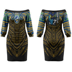 Custom Parramatta Eels Couples Matching Off The Shoulder Long Sleeve Dress and Hawaiian Shirt Eel Warrior Polynesia Islander Rugby Mascot