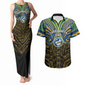 Custom Parramatta Eels Couples Matching Tank Maxi Dress and Hawaiian Shirt Eel Warrior Polynesia Islander Rugby Mascot