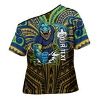Custom Parramatta Eels Cross Shoulder Shirt Eel Warrior Polynesia Islander Rugby Mascot
