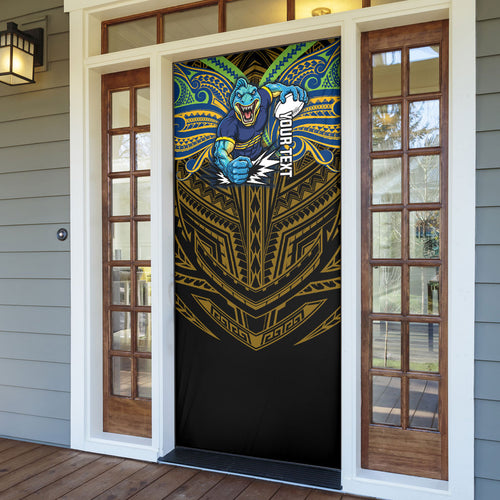 Custom Parramatta Eels Door Cover Eel Warrior Polynesia Islander Rugby Mascot