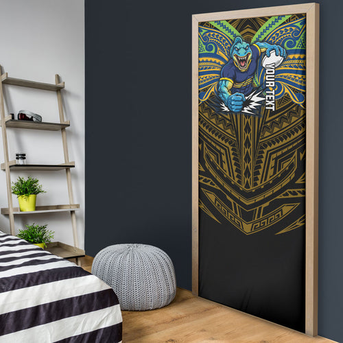 Custom Parramatta Eels Door Cover Eel Warrior Polynesia Islander Rugby Mascot