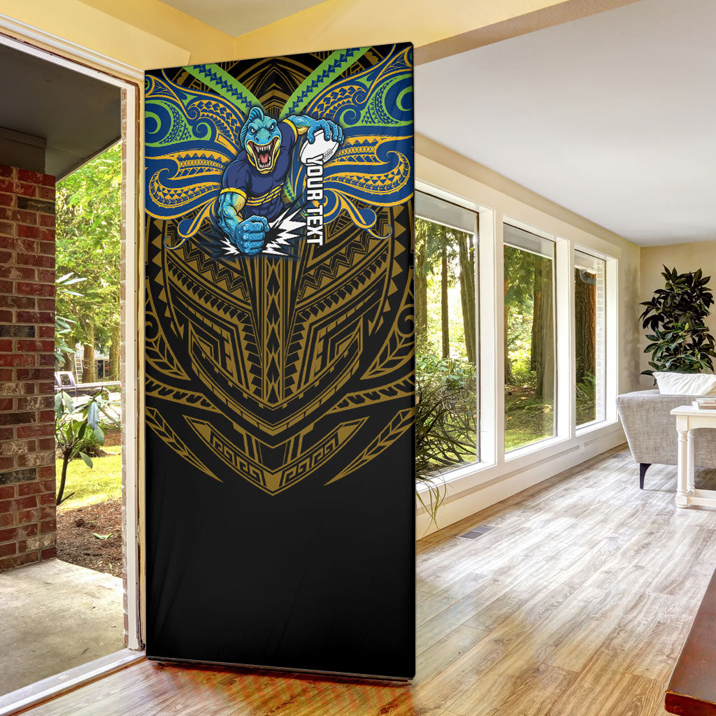 Custom Parramatta Eels Door Cover Eel Warrior Polynesia Islander Rugby Mascot