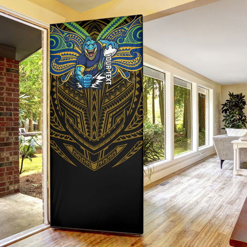 Custom Parramatta Eels Door Cover Eel Warrior Polynesia Islander Rugby Mascot