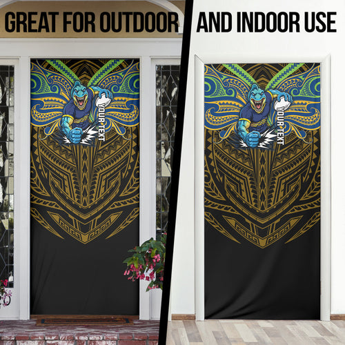 Custom Parramatta Eels Door Cover Eel Warrior Polynesia Islander Rugby Mascot