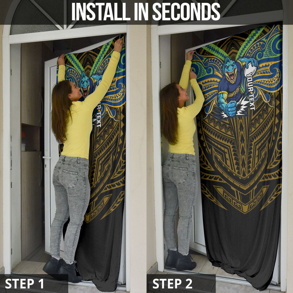 Custom Parramatta Eels Door Cover Eel Warrior Polynesia Islander Rugby Mascot