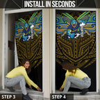 Custom Parramatta Eels Door Cover Eel Warrior Polynesia Islander Rugby Mascot