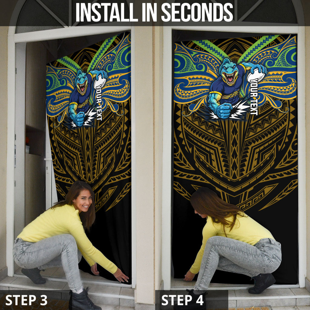 Custom Parramatta Eels Door Cover Eel Warrior Polynesia Islander Rugby Mascot
