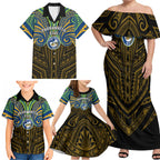 Custom Parramatta Eels Family Matching Off Shoulder Maxi Dress and Hawaiian Shirt Eel Warrior Polynesia Islander Rugby Mascot