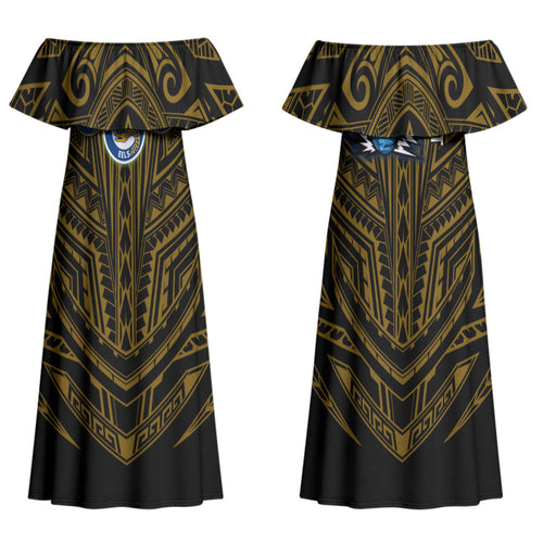 Custom Parramatta Eels Family Matching Off Shoulder Maxi Dress and Hawaiian Shirt Eel Warrior Polynesia Islander Rugby Mascot
