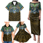 Custom Parramatta Eels Family Matching Puletasi and Hawaiian Shirt Eel Warrior Polynesia Islander Rugby Mascot