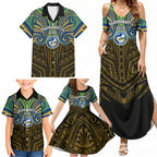 Custom Parramatta Eels Family Matching Summer Maxi Dress and Hawaiian Shirt Eel Warrior Polynesia Islander Rugby Mascot