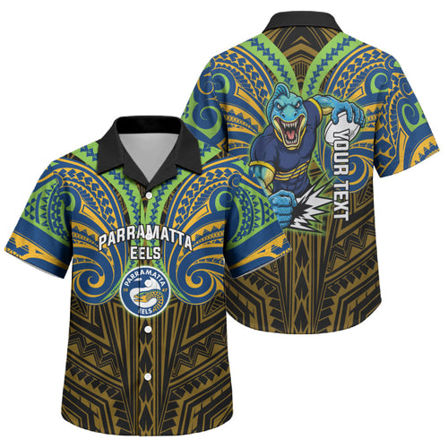 Custom Parramatta Eels Family Matching Summer Maxi Dress and Hawaiian Shirt Eel Warrior Polynesia Islander Rugby Mascot